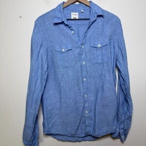 Baired Mcnutt Murano Women 100% Linen Button Front Shirt Medium Lagenlook Coasta